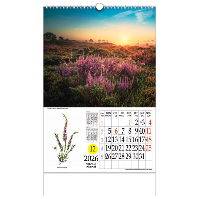 Kalendar "Ljekovito bilje" s rotacijskim krugom, spirala, Nikoprom