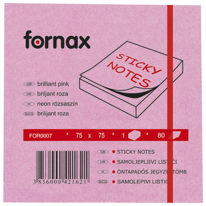 Blok samoljepljiv  75x75 mm  80L Fornax neon-rozi
