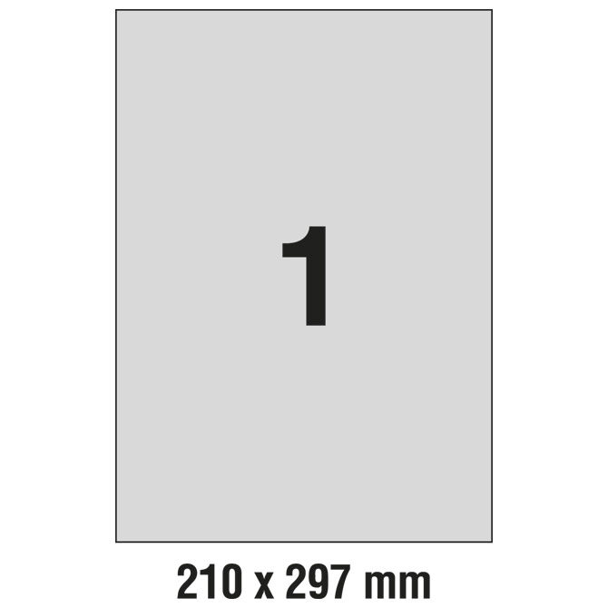 Etikete Laser 210x297 mm polyester pk20L Zweckform L6013-20 srebrne