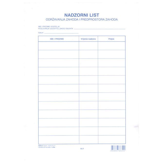 Obrazac L-69a nadzorni list u bloku Fokus