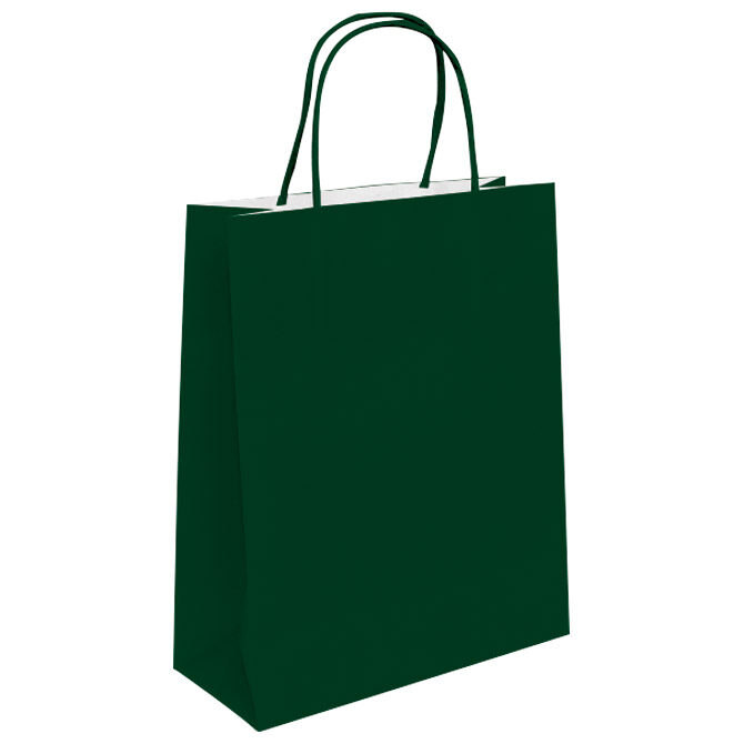 Vrećice ukrasne natron 32x41x12 cm pletena ručka pk50 Duga tamnozelene