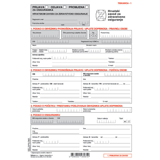 Obrazac C-A-100/N tiskanica 1 (format A3) Fokus