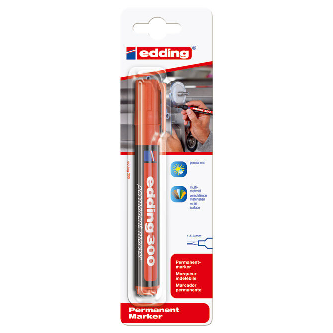 Marker permanentni 1,5-3 mm okrugli vrh Edding 300/1 crveni blister