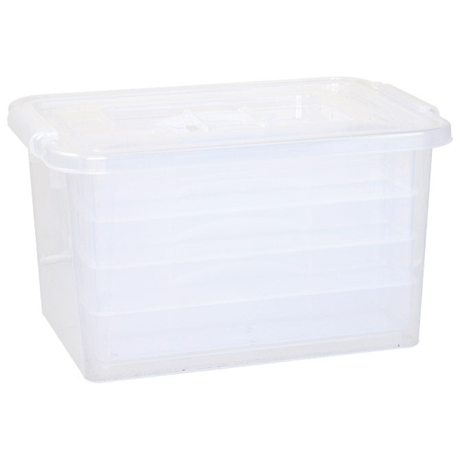 Kutija pp s kopčama i ručkom+ladice Primo 819VS prozirna