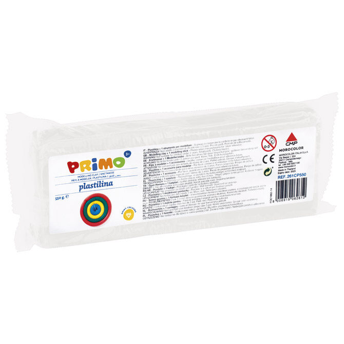 Plastelin 550g + plastični nožić Primo 261CP550100 bijeli