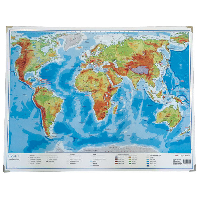Mapa stolna Svijeta obostrana 64x49 cm plastificirana Trsat
