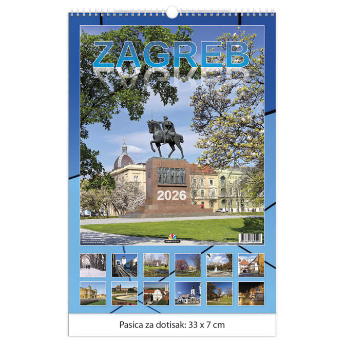 Kalendar "Zagreb 2026", 13 listova spirala JP.