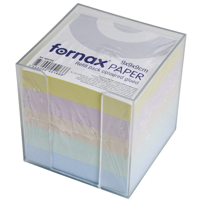 Blok kocka pvc  9,2x9,2 cm s papirom u boji pastelnoj Fornax