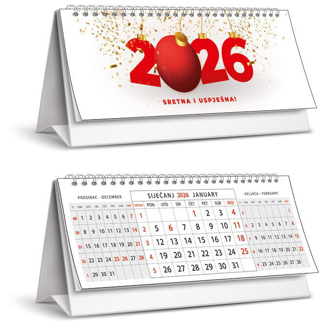 Kalendar stolni mali sa spiralom sivi