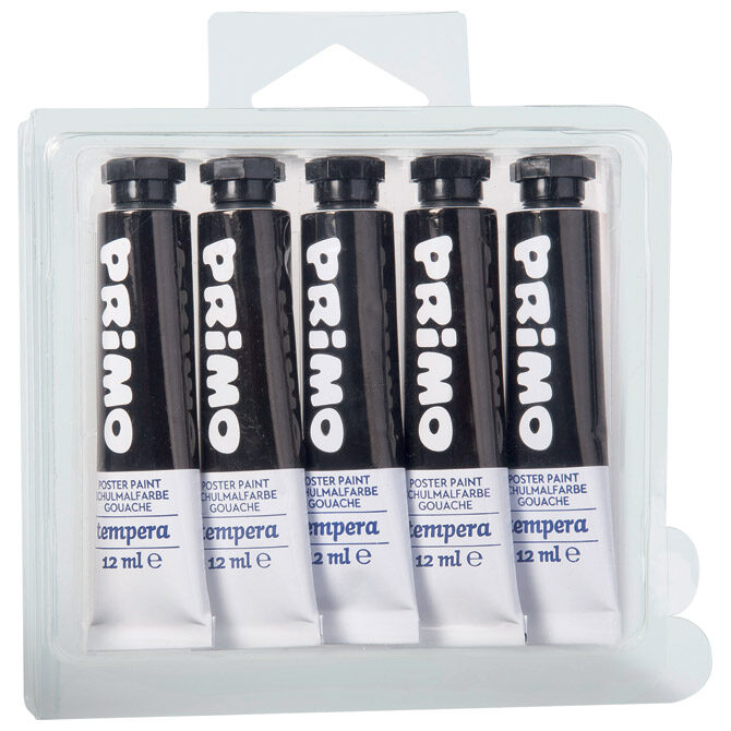 Boja tempera 12ml aluminijska tuba pk5 Primo 440TRA800 crna blister