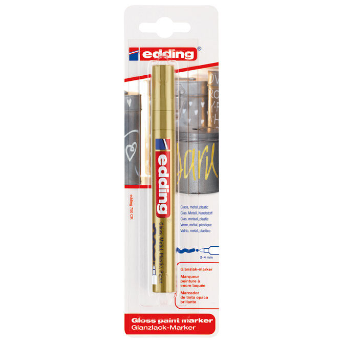 Marker permanentni sjajni lakirajući 2-4 mm Edding 750/1 zlatni blister