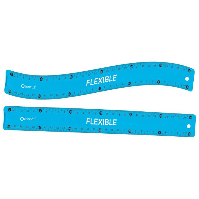 Ravnalo pvc 30 cm fleksibilno Connect prozirno plavo blister