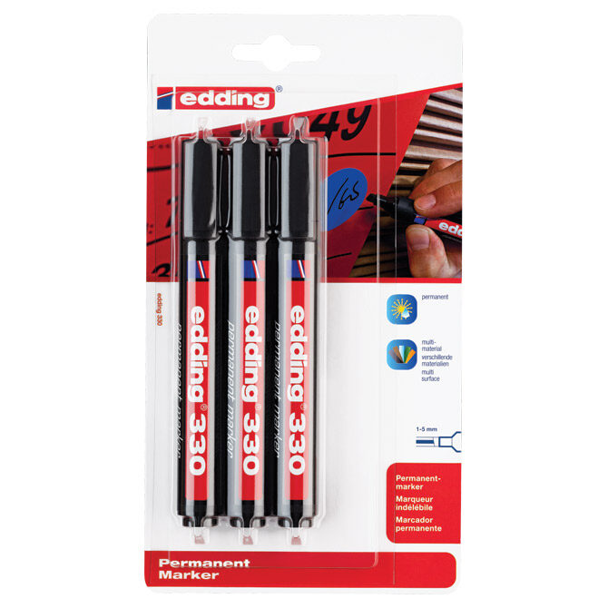 Marker permanentni 1-5 mm klinasti vrh Edding 330/3 crni blister