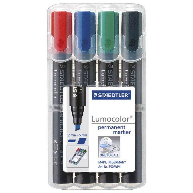 Marker permanentni 2-5 mm pk4 Lumocolor Staedtler 350 WP4 sortirano blister