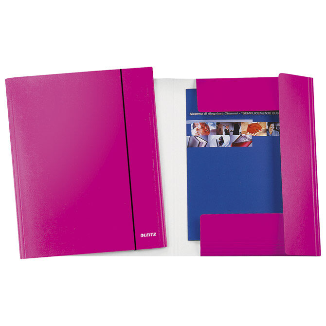 Fascikl klapa s gumicom karton A4 Wow Leitz 39830023 metalik rozi