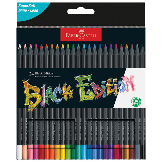 Boje drvene  24boje trokutaste Black Edition Faber-Castell 116424 blister