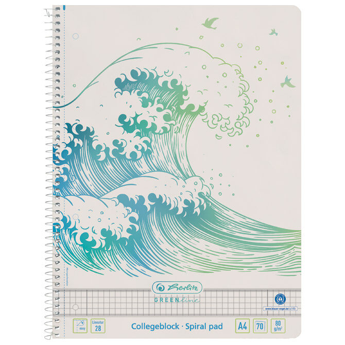 Blok kolegij A4 karo  70L Greenline Wave Herlitz 50033478 (300006028)