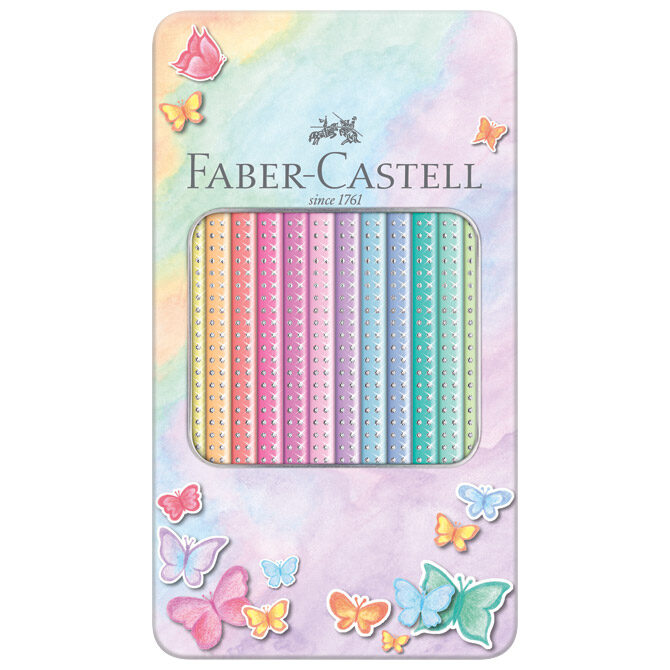 Boje drvene  12boja metalna kutija Sparkle pastel Faber-Castell 201910