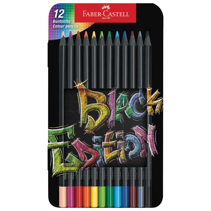 Boje drvene  12boja metalna kutija Black Edition Faber-Castell 116413