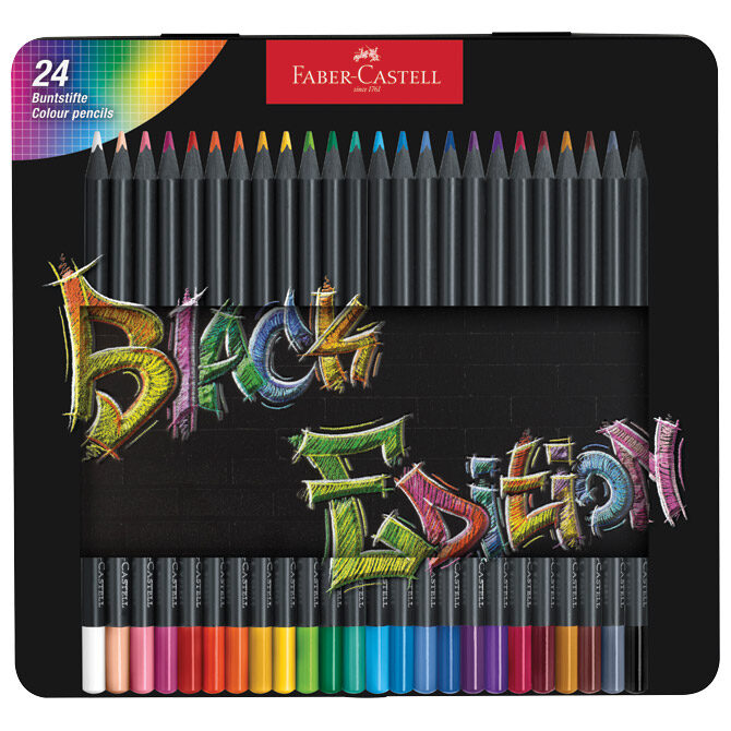 Boje drvene  24boje metalna kutija Black Edition Faber-Castell 116425