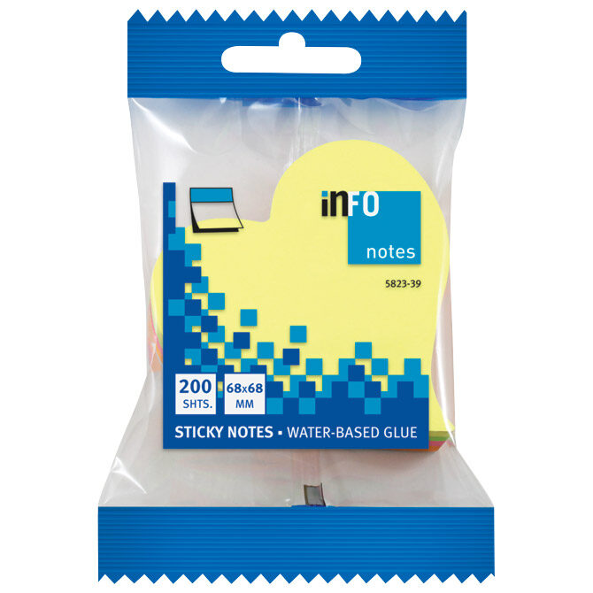Blok samoljepljiv oblik Srce 200L Global Notes 5823-39 neon sortirano blister