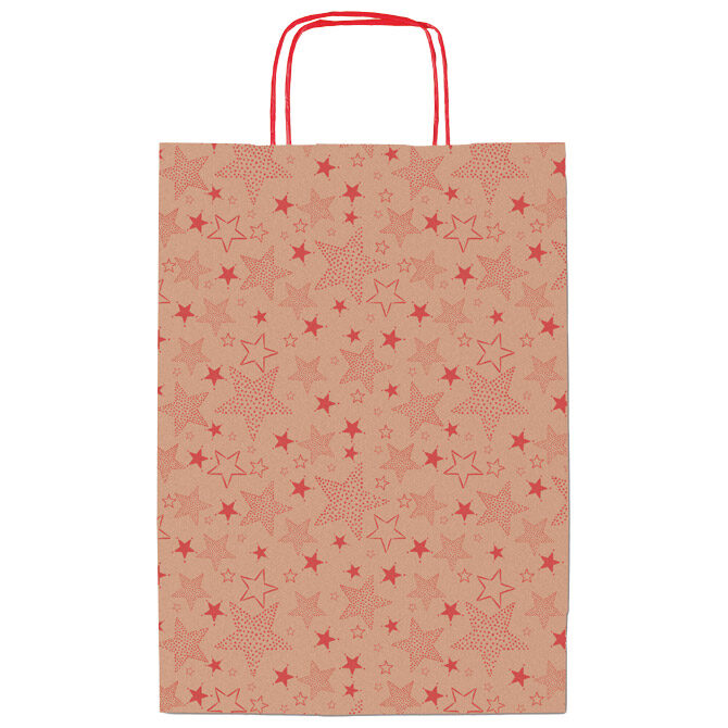 Vrećice ukrasne 26x36x12 cm zvijezdice Rex-Saul Sadoch SDF26-260F smeđa/crvena