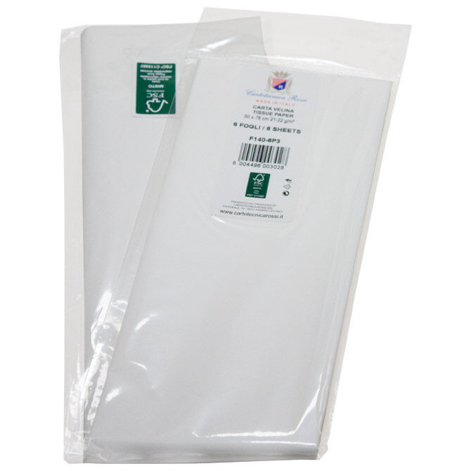 Papir ukrasni Tissue 50x76 cm pk6 Cartotecnica Rossi F140 bijeli blister