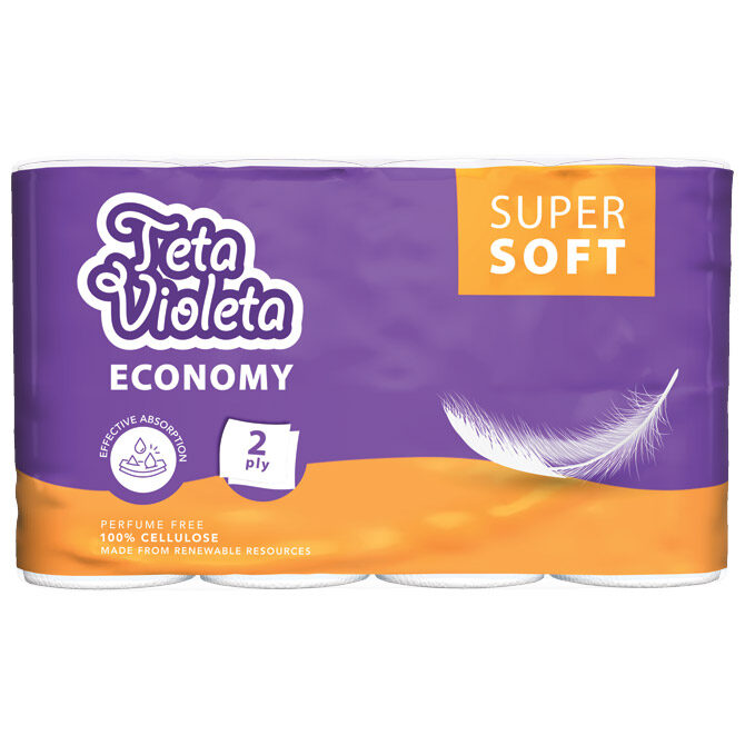 Ručnik papirnati jastučni 23 cm dvoslojni pk4 Super Soft  Economy Violeta bijeli