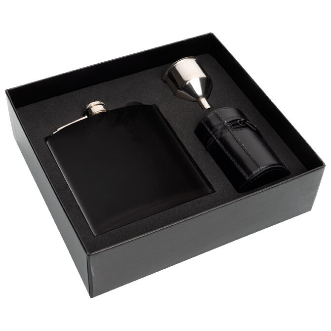 Pljoska metalna+4 čašice u poklon kutiji Madonie Schwarzwolf F5000200AJ3