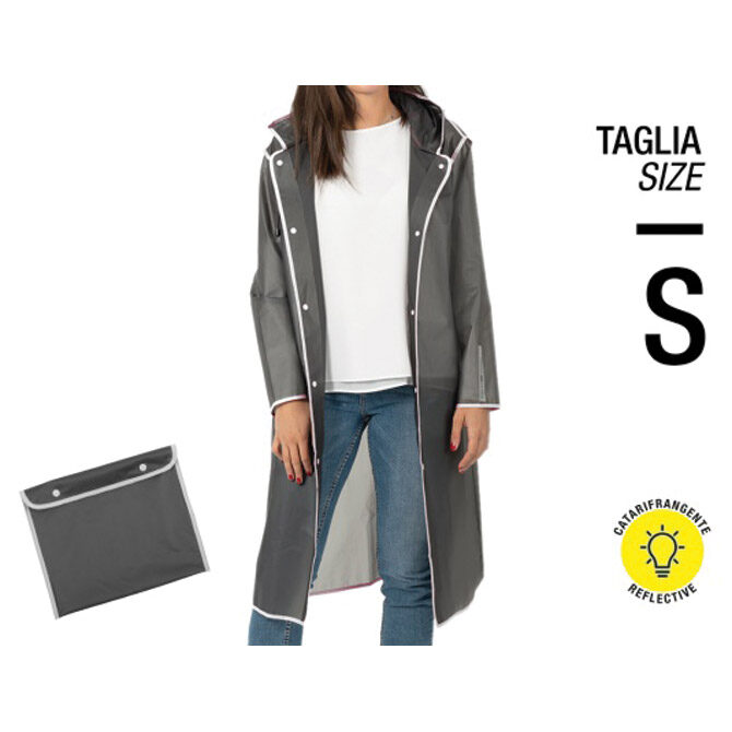 Kabanica  reflektirajući rub, bijeli gumbi  Perletti 14218 prozirno-siva S