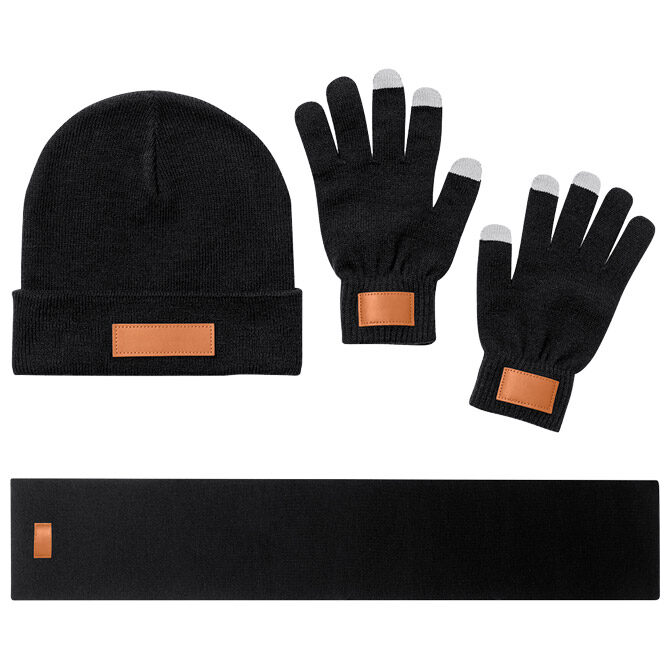 Set poklon muški kapa,rukavice i šal Makito 22007 crn