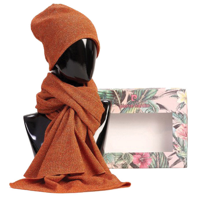 Set poklon ženski kapa i šal Pierre Cardin 1085 naranđasti