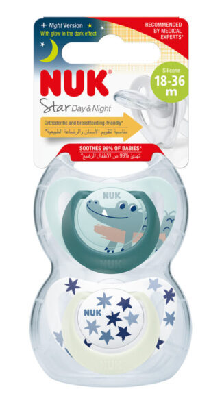 NUK duda varalica - silikon Star Day & Night 18-36 m, 2/1 10739735