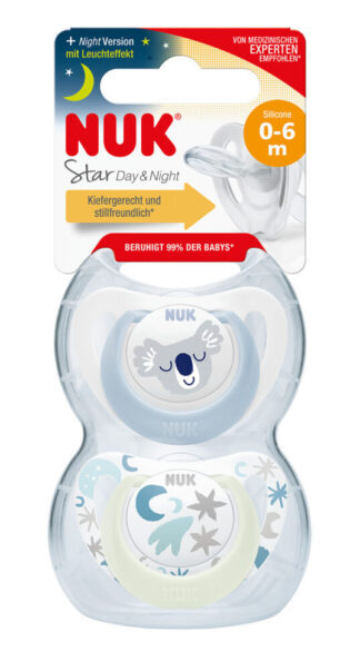 NUK duda varalica - silikon Star Day & Night 0-6 m, 2/1 10730692