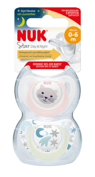 NUK duda varalica - silikon Star Day & Night 0-6 m, 2/1 10730692 - Slika 2