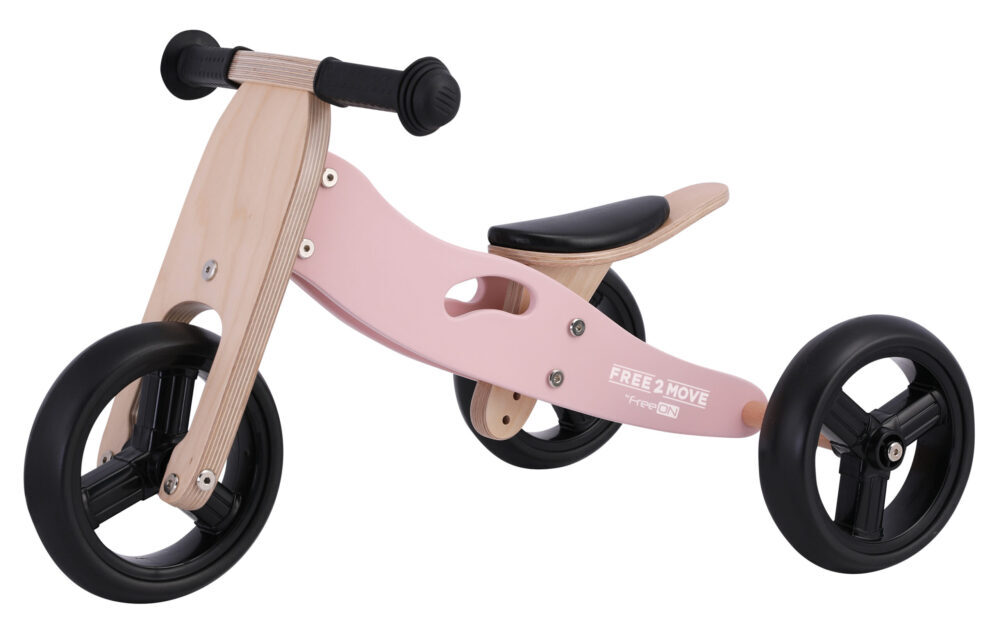FREE 2 MOVE drveni tricikl bez pedala 2u1 Rider, rozi 48822